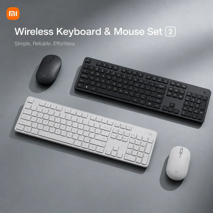 Xiaomi Keyboard and Mouse Set 2 2.4G Wireless Keyboard and Mouse Set Office Slim Keyboard 104Keys Smart Energy-saving Sleep Mode