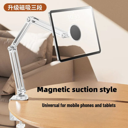 Magnetic Tablet Stand Holder for Desk, Adjustable Tablet Stand with Clamp Mount, 360° Rotation Aluminum Tablet Stand Compatible
