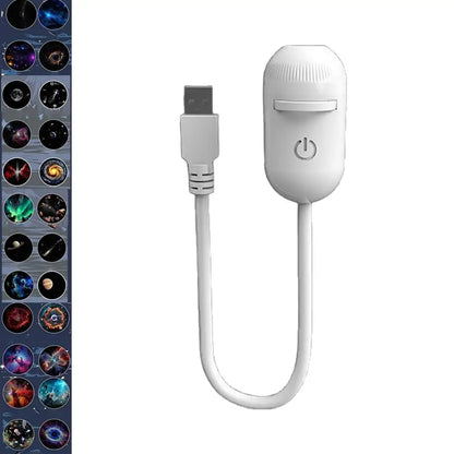 USB galaxy Projector Night Light 2-in-1 Mini Galaxy 360° Rotate LED Starry Sky Ambient Lamp For Party Home Saturn Decoration
