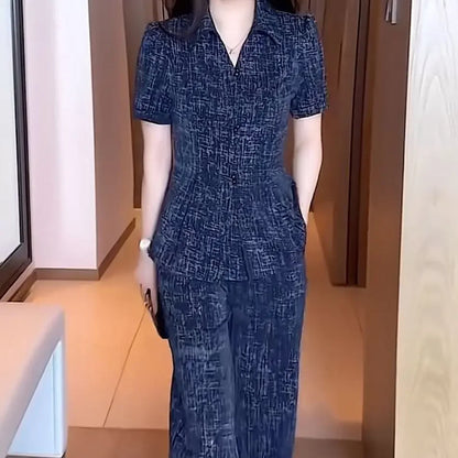 Mom Summer Short Sleeve Set New Loose Two-Piece Set Middle-aged Elderly