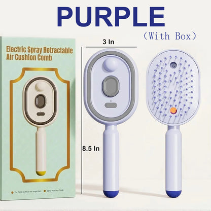 2026 Electric Steaming Hair Straightener Brush Electric Spray Air Cushion Massage Hair Brush Rechargeable Detangling Steam Brush