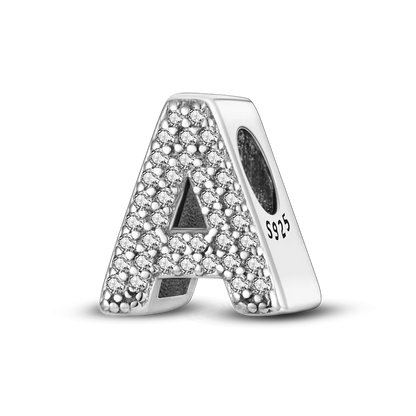Fit Original Bangle Bracelet DIY A-Z Alphabet Charms Bead 925 Sterling Silver CZ Zircon LOVE Letter Dangle Pendant Jewelry Gift