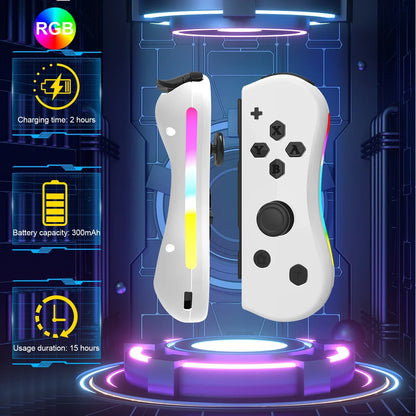 GAMINJA Wireless Switch Joypad Controller With RGB lamp For Switch Game Console L/R Handle Grip With Wake Up Screenshot Function
