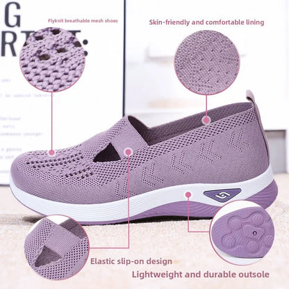 2025 Spring Women's Sports Shoes Mesh Fashionable Breathable Lightweight Non-slip Wear-resistant Casual Sports Shoes Flat Shoes