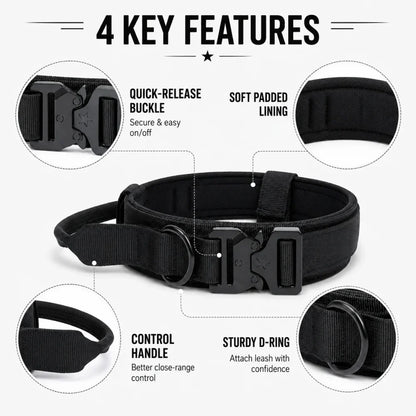 Tactical Dog Collar with Handle Heavy Duty Nylon Collar for Medium Large Dogs Adjustable Camo Pet Collar with Metal Buckle