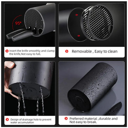 Kitchen Accessories 8.8 inch Kitchen Knife Holder Drainable Chef Knife Stand Plastic Knife Holder Bucket Kitchen Storage Tools
