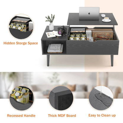 JHK Lift Top Coffee Tables For Living Room 39.37"x19.7" Desk Tea Wood Dining Tables Adjustable Storage Shelf Easy Lift Or Lower