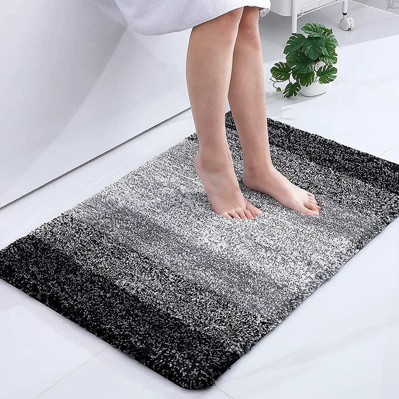 VIKAMA Gradient Stripes Imitation Cashmere Bathroom Floor Mats Anti-Slip Wear-Resistant Bathroom Mats Home Decoration