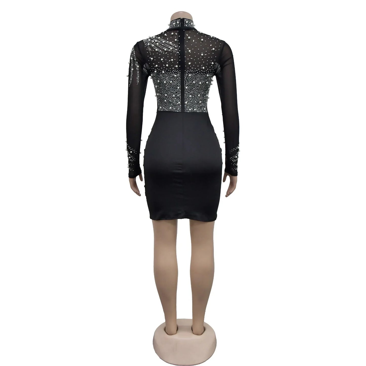 CM.YAYA Women Long Sleeve Mesh Diamonds Hot Rhinestones Mini Dress 2024 Summer Evenning Sexy Party Night Club Dresses Vestidos