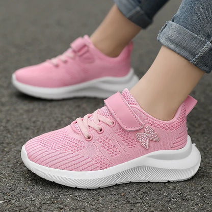 Children's sports shoes, girls' breathable leisure shoes, outdoor sports shoes, mesh surface anti slip fashionable running shoes