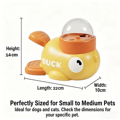 Dog 2-in-1 Interactive Toy Pet Automatic Food Treat Dispenser Cartoon Duck Design Slow Food Pet Snack Feeder for Dog Training