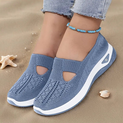 Womens Modern Casual Slip On Sneakers Breathable Knit Upper Lightweight PVC Sole Comfortable Cushioning Shock Absorption Insoles