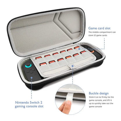 Slim Travel Carrying Case for Switch 2 (2025) Game consoles, Shockproof Hard Protective Game Accessories Storage Bag For NS 2