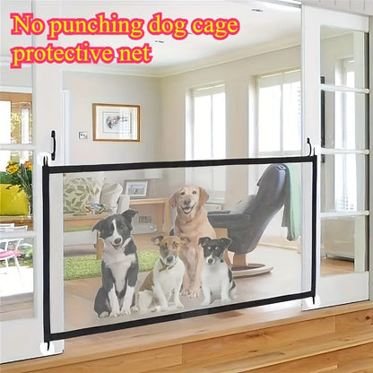 Non-Punch Retractable Pet Fence, Adjustable Portable Safety Gate, Indoor Outdoor Isolation Barrier for Dogs & Cats