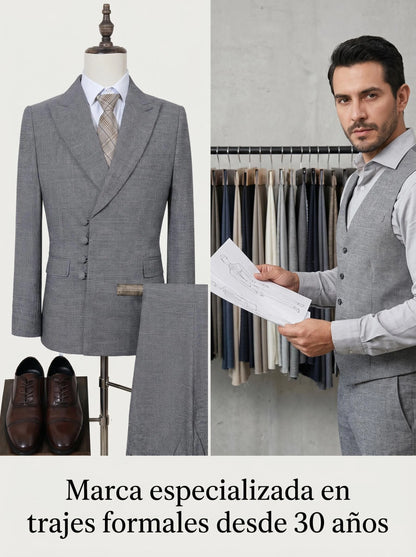 ST Cassy Elegant Men Suit for Wedding Slim Fit Double Breasted Multiple Buttons Casual Business Man 2 Piece Set Party Outfit