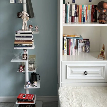 Living Plus Iron Living Room Shelf Simple Storage Floor Ins Creative Multi-layer Rotating Invisible Display Shelf Bookshelf