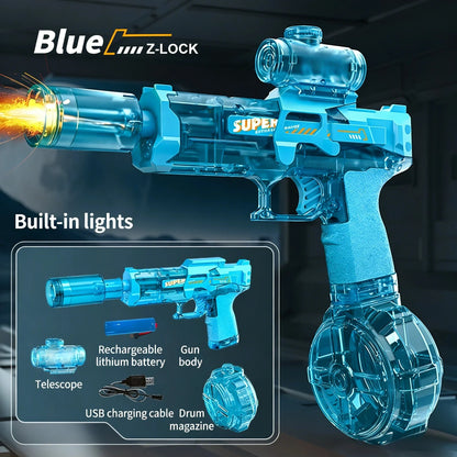 Electric Water Gun with Flashing Function Continuous Powerful Spray Water Gun Summer Outdoor Toy Water Gun Children Adults Gift