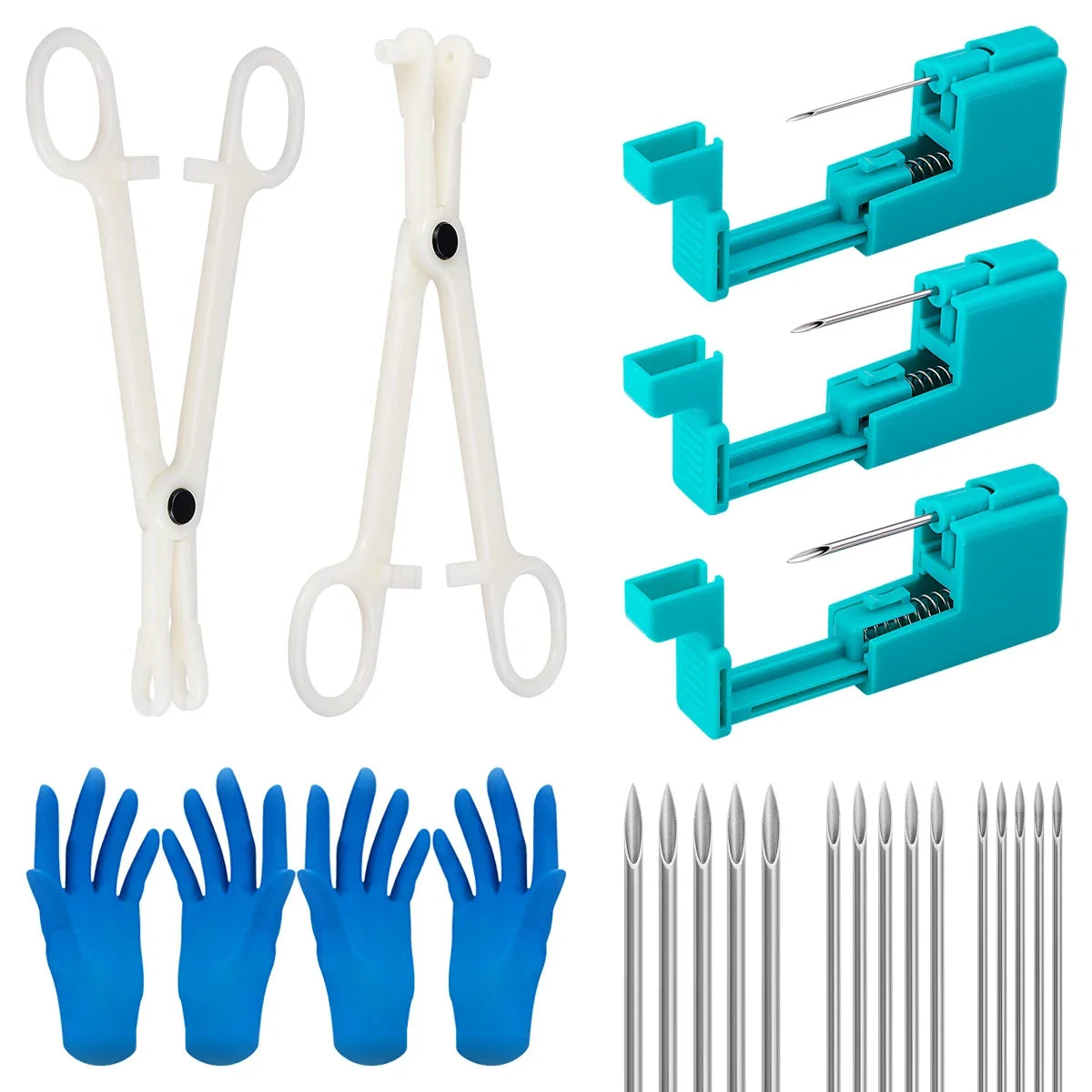 Body Piercing Tool Kit Easy to Use Body Piercing Gun Lip Nose Tongue Cartilage Eyebrow Navel Piercing Jewelry for Women Men