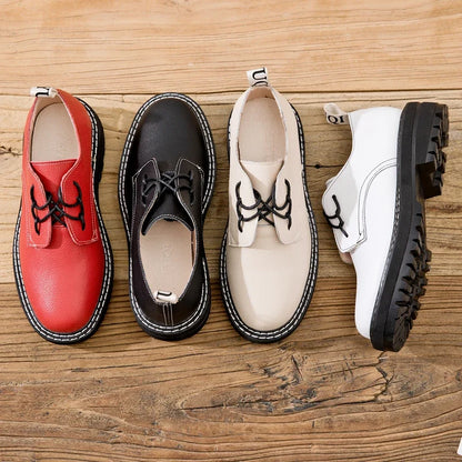 Retro Women Shoes Genuine Leather 2026 New Spring British Style Student Shoes Wild Thick Large Size 41 42 43 Ladies Oxford Shoes