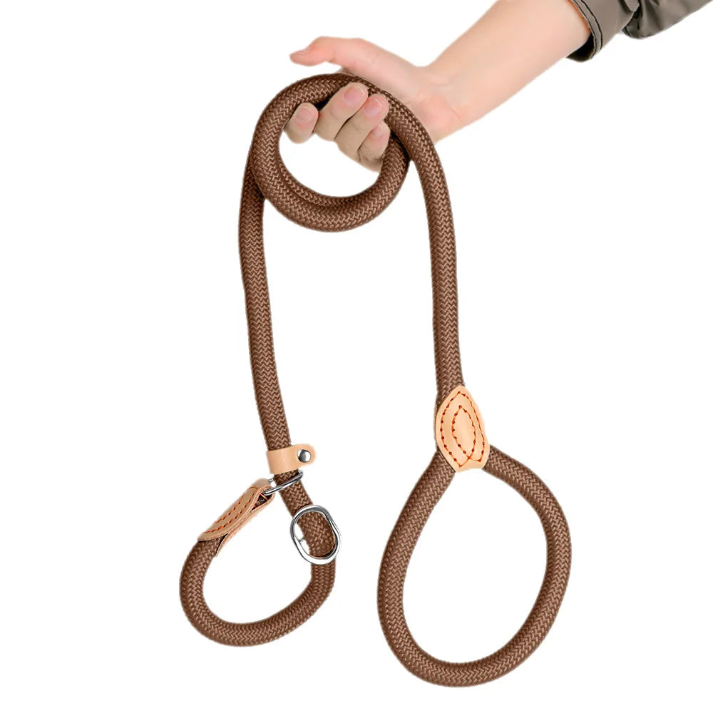 Dog training collar anti riot nylon hand P rope extended thickened unbreakable hand training dog round rope large dog P chain