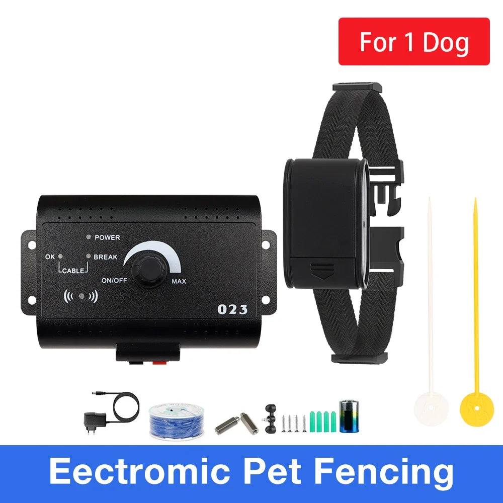 1.2 Acres Electronic Pet Fence System Adjustable Control Range Dog Fencing Dog Training Collar Electric Dog Sound Shocked Collar