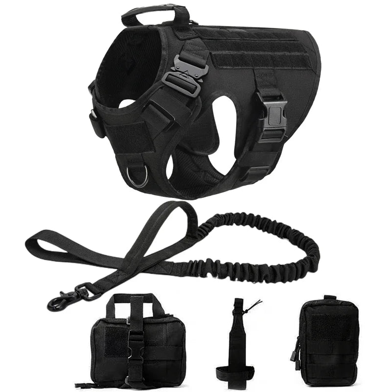 CANBOUN Tactical Military Vest Pet German Shepherd Golden Retriever Tactical Training Dog Harness And Leash Set For All Breeds D