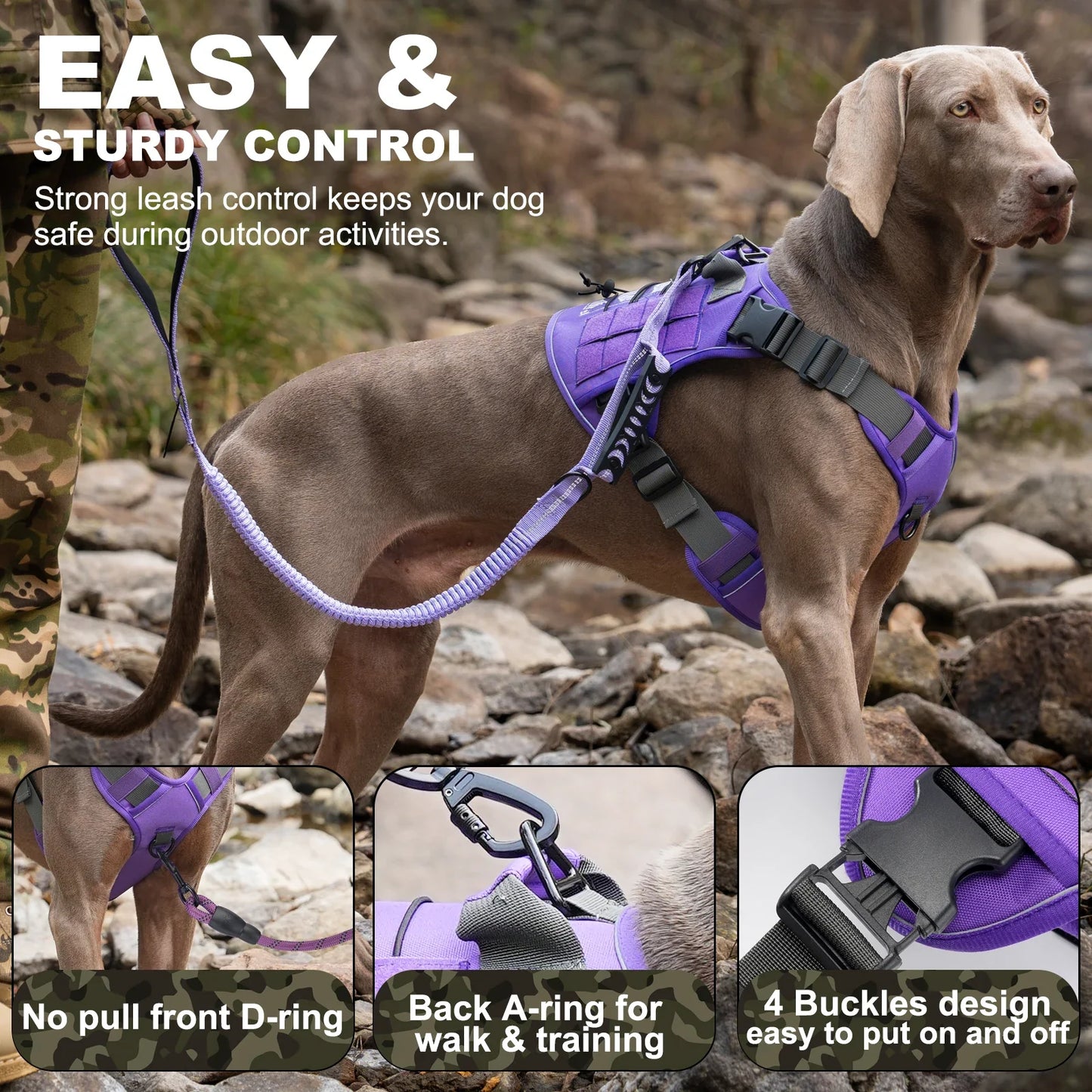 Tactical Dog Harness for Small Medium Large Dogs No Pull Adjustable Pet Harness Reflective Working Training Easy Control Vest