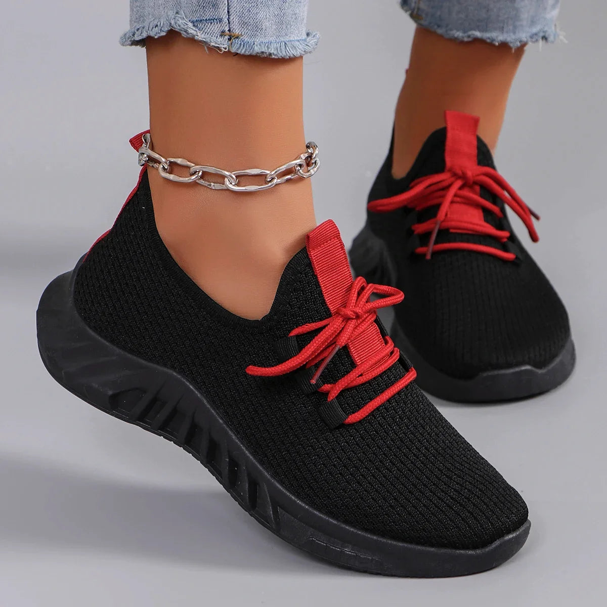 Spring new women's sports shoes, fashionable, breathable, lightweight, non-slip, wear-resistant, casual sports shoes, flat shoes
