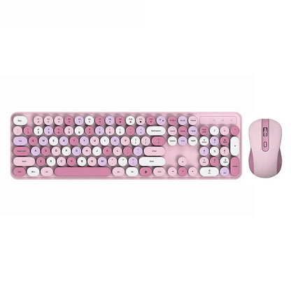 Wireless Keyboard Mouse Set High-Looking Girl Silent Office retro Cute Pink