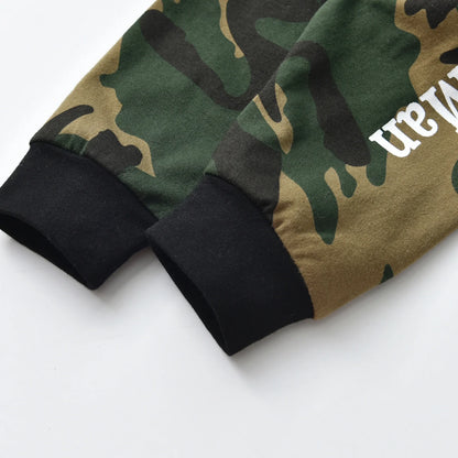 Newborn Baby Boy Clothes Long Sleeves Letter Print Romper Camouflage Long Pants Hat 3pcs Outfits Set