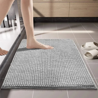 Chenille Bath Mats Encrypted Thickened Short Plush Strong Water-absorbent Non-slip Bathroom Rug Carpet Quick-drying Foot Mat
