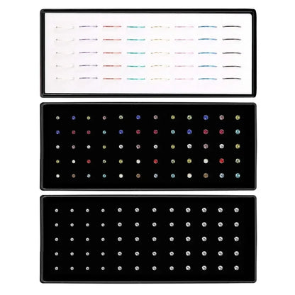 Fashion Crystal Stainless Steel Nose Stud Piercing for Women Hypoallergenic 1.8mm Nose Ring Straight/L/Screw Shaped Body Jewerly