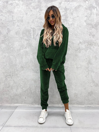 Autumn Winter Tracksuit Women Two Piece Set Oversized Hoodie Sweatpants Solid Sportswear Suit Casual Sweatshirt Trouser Set Lady