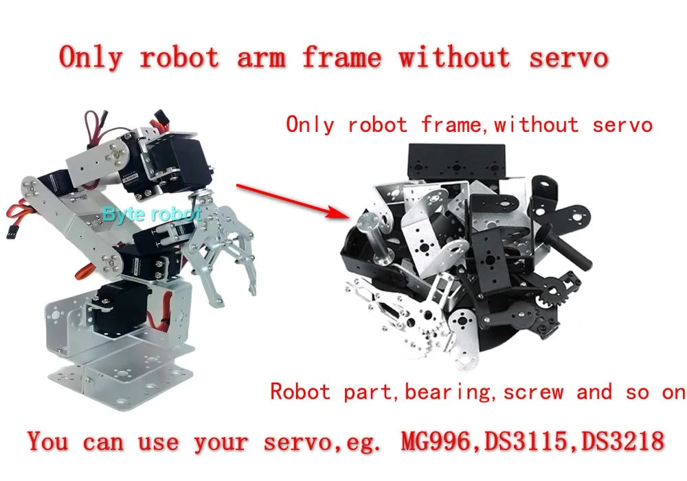 Robotic Arm Kit 6 Dof Programming Robotic Arm DIY kit for Arduino Raspberry Pi Robot For UNO/ESP32 Open Source Code and Tutorial