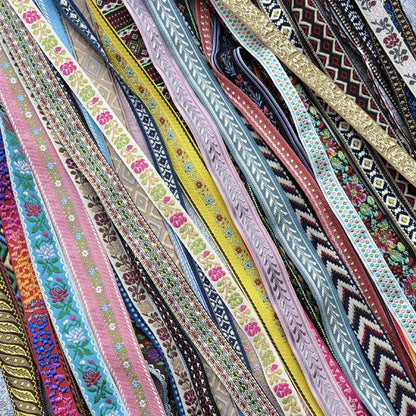 5 Yards 1~3CM Geometric Flower Designs Are Selling Well Embroidered Jacquard Ribbon Decorative Clothing Dog Chain Curtains
