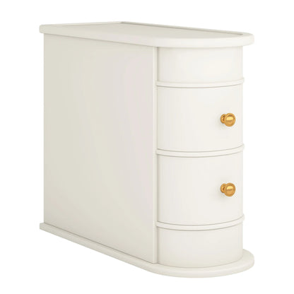Tribesigns End Table Round Solid Wood Sofa Bedside Narrow Bedroom Side Table Nightstand with Drawer