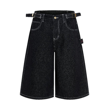 American Retro Baggy Wide Leg 3/4 Length Jean Women Y2K  Vintage Spring Summer Streetwear Skater Pants Casual Simple Daily Wear