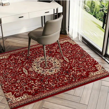 Red Persian Carpet Floor Mat Flannel Rugs Cozy Plush Thickened Soft Warm Winter Floor Mat Non Slip Living Room Home Indoor Use
