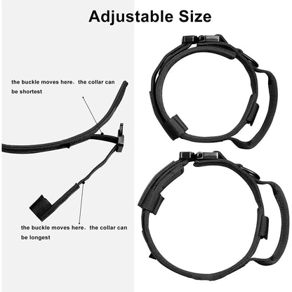 Tactical Dog Collar Adjustable Military Nylon Dog Collar with Control Handle Heavy Duty Metal Buckle for Medium Large Dogs