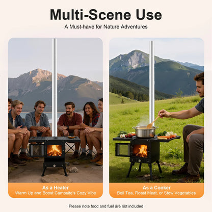 Folding Outdoor Camping Firewood Stove Adjust the Height Smoke Cleanly Outdoor Camping Stove Portable Tent Stove