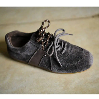 Fashionable Retro Thick Bottom Sports Shoes Women's Increased Height Dequn Shoes Comfortable Genuine Leather Rubber Outsole