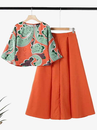 2025 ZANZEA Summer Trousers Suit Women 2PCS Outfit Stylish Work Matching Sets 3/4 Sleeve Printed Blouse Loose Wide Leg Pant Sets