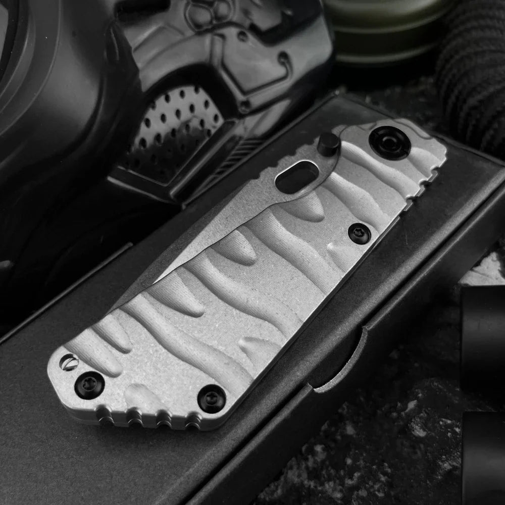 High-strength Manual Folding Knife, 3.54-inch D2 Blade TC4 Titanium Alloy Handle, Compact Pocket EDC Tool for Outdoor Activities