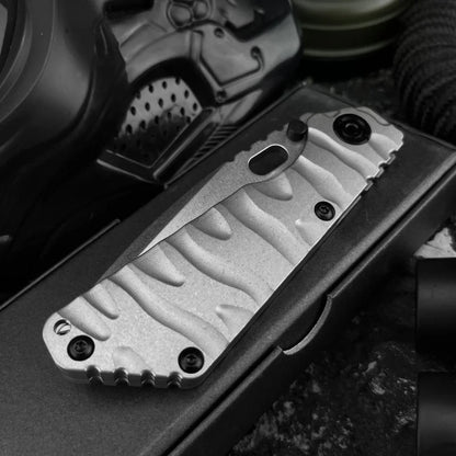 High-strength Manual Folding Knife, 3.54-inch D2 Blade TC4 Titanium Alloy Handle, Compact Pocket EDC Tool for Outdoor Activities
