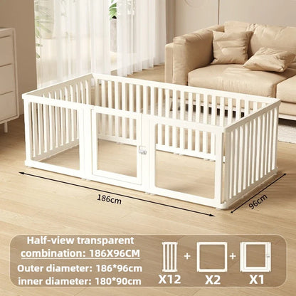 Indoor Playpen Dog Fence Cage with Gate Big Portable Dog Fences Acrylic Transparent Panel Pet Fences Household Puppy Supplies