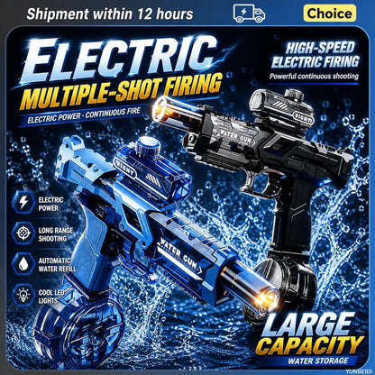 Electric Water Gun with Flashing Function Continuous Spray Water Gun Summer Outdoor Game Water Gun Children's and Adult Toy Gift