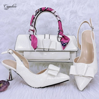 Green Women Shoes And Bag Set African Ladies High Heels Pumps Match With Handbag Sandals Clutch Escarpins Femmes Sandales YM2302