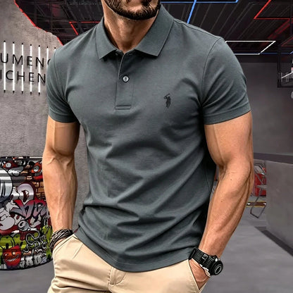 100% pure cotton high-end brand men's short sleeve polo shirt 2026 summer luxury fashion pony embroidery golf top casual T-shirt