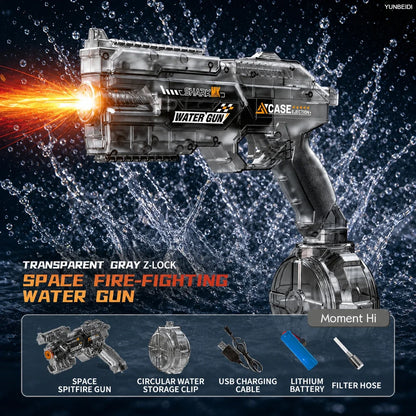Electric Water Gun Automatic Water Blaster with LED Lights High Pressure Long Range Summer Beach Pool Outdoor Toy for Kids Adult