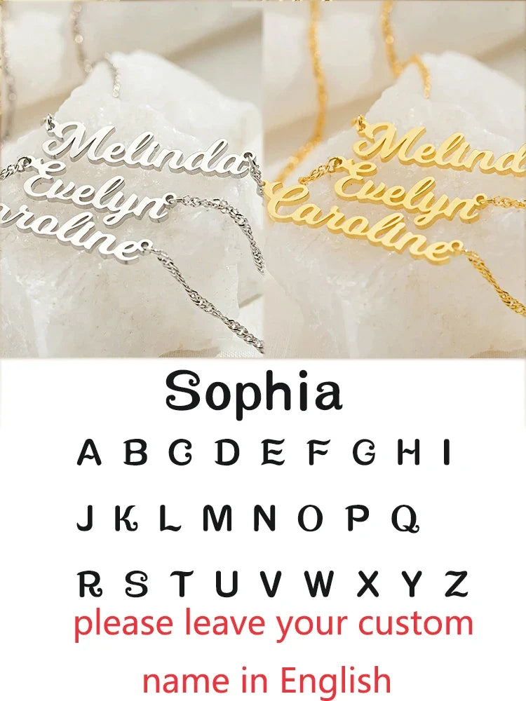 Custom Different Font Name Pendant Necklace for Woman Girls Stainless Steel Nameplate Personalized Choker Necklaces Jewelry Gift